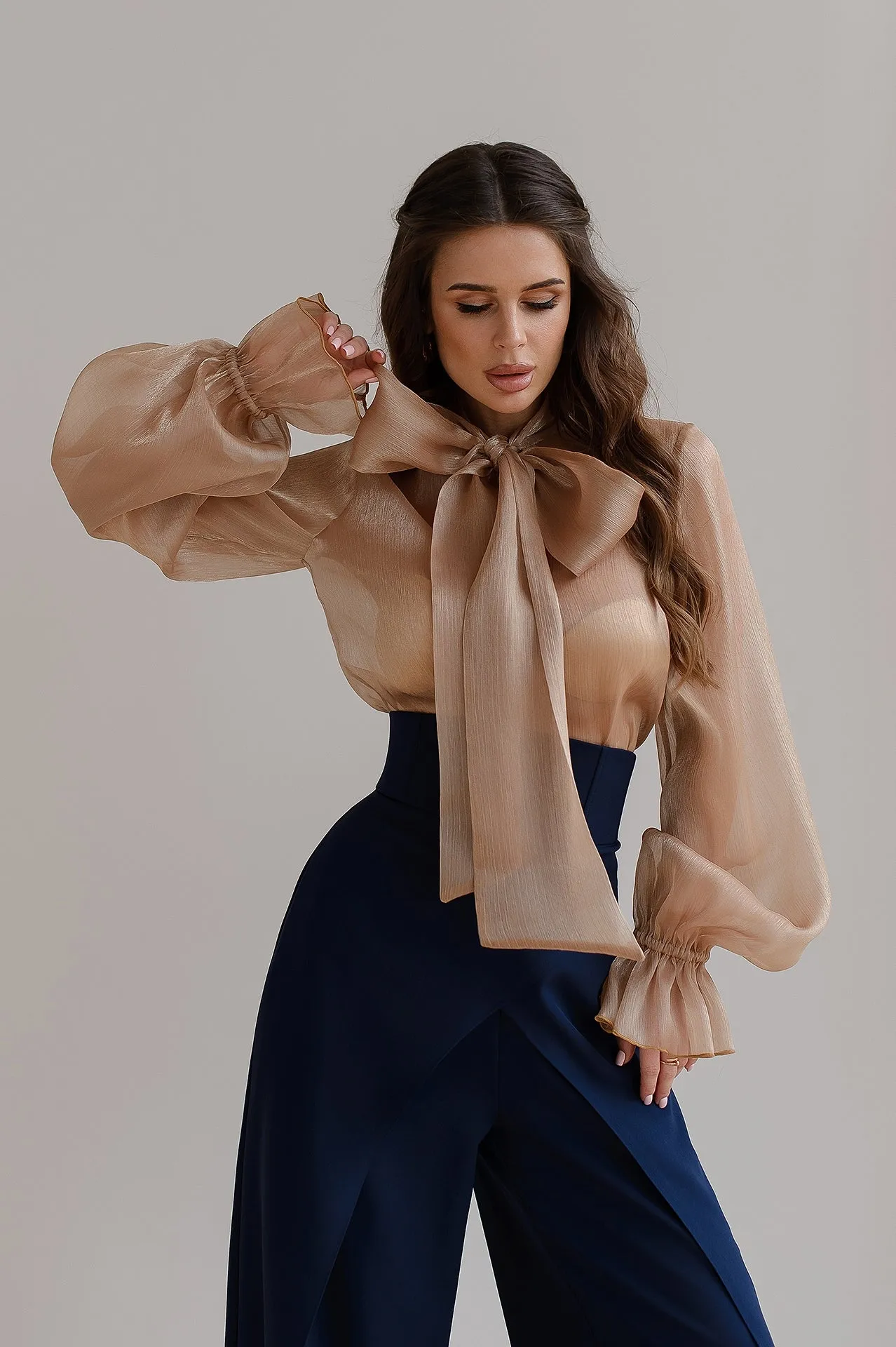 Blue High Waist Palazzo Pants