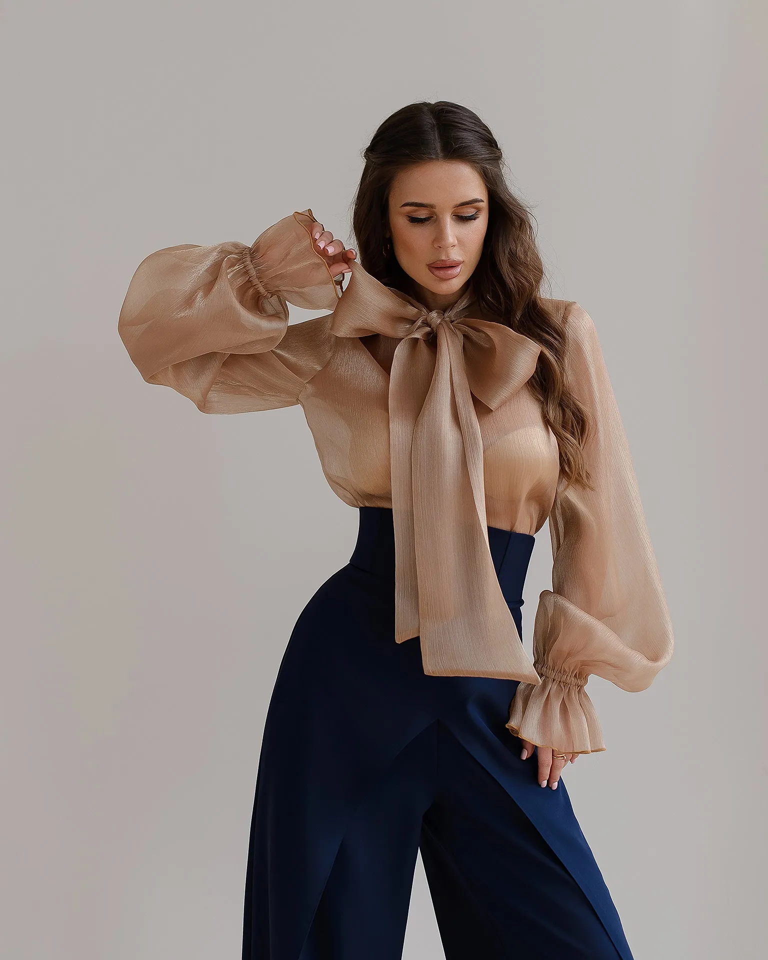 Blue High Waist Palazzo Pants