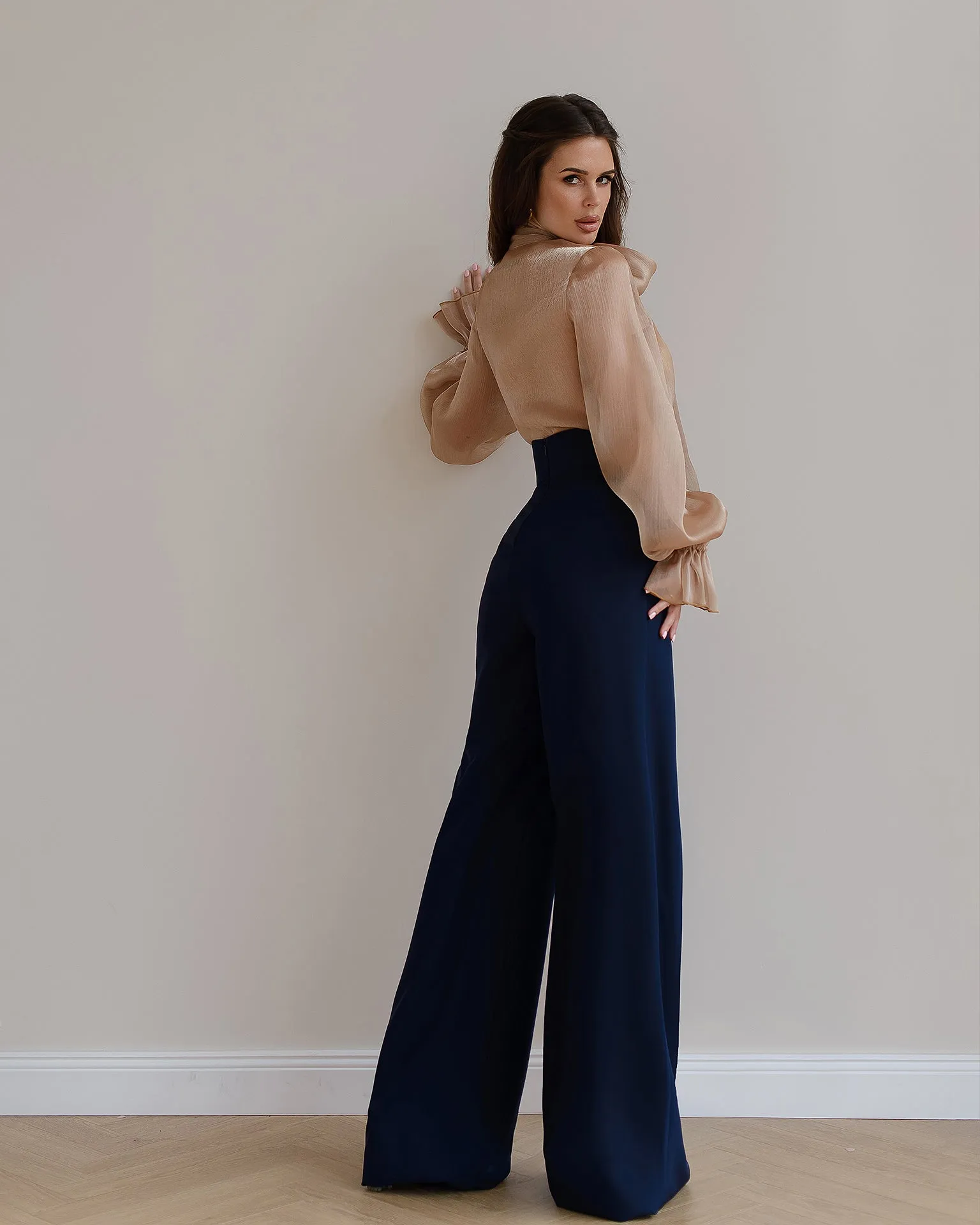 Blue High Waist Palazzo Pants
