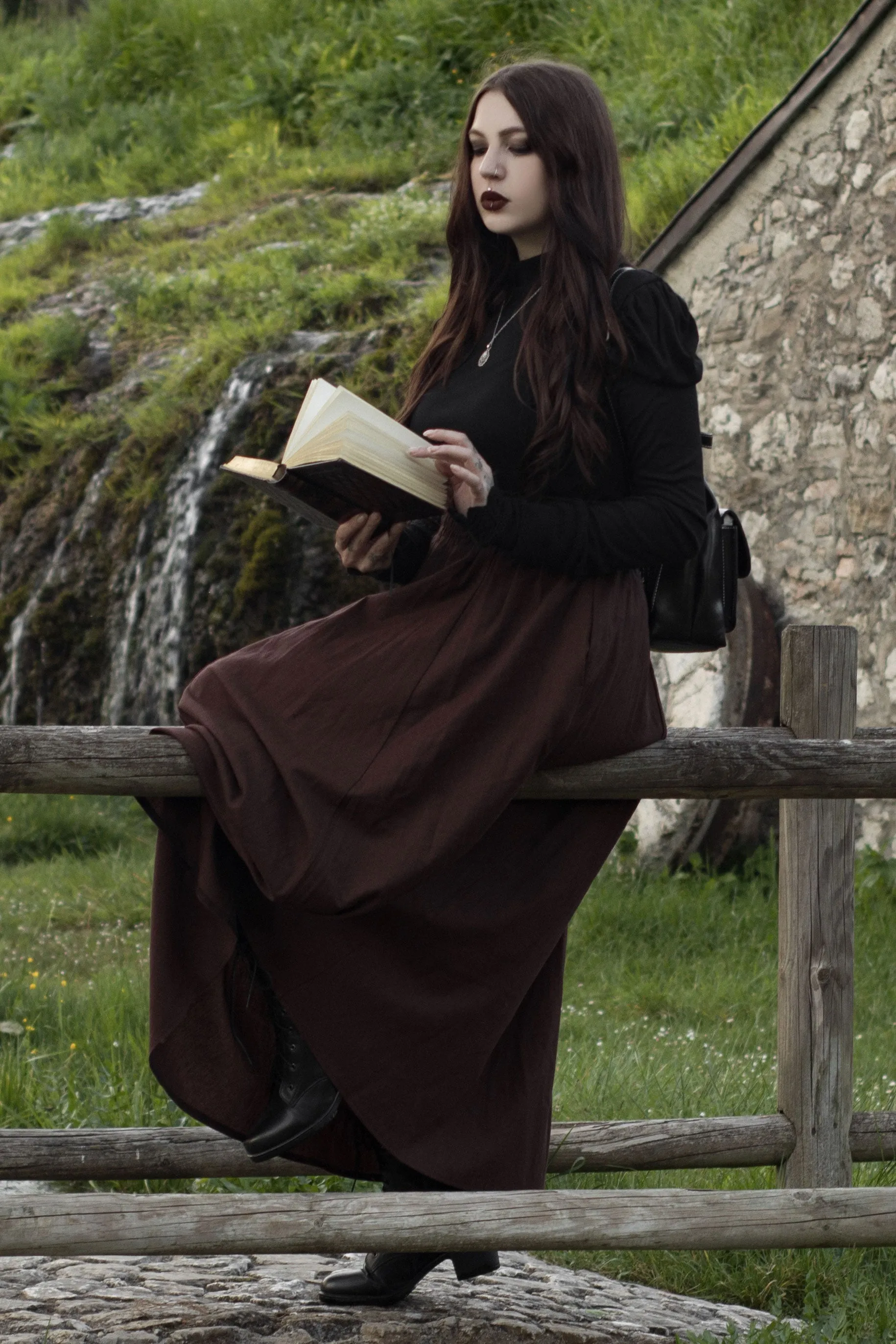 Brown Linen Maxi Skirt c2609