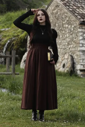 Brown Linen Maxi Skirt c2609