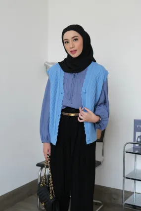 Celina Set Vest - Dusty Blue - Atasan Wanita Vest Knit dan Blouse ST1271020