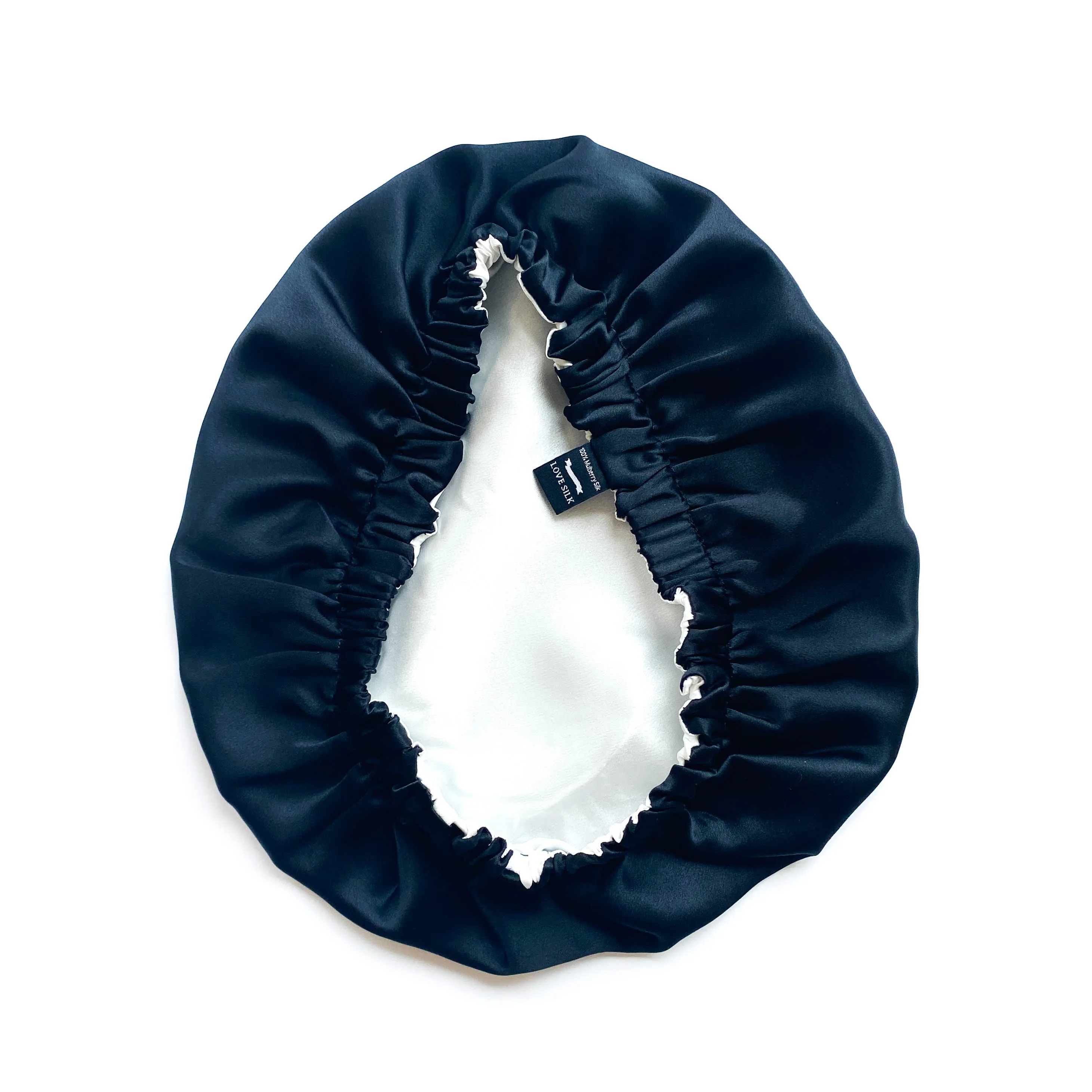 Double Layer Mulberry Silk Bonnet Hair Bonnet - Black - Medium to Small