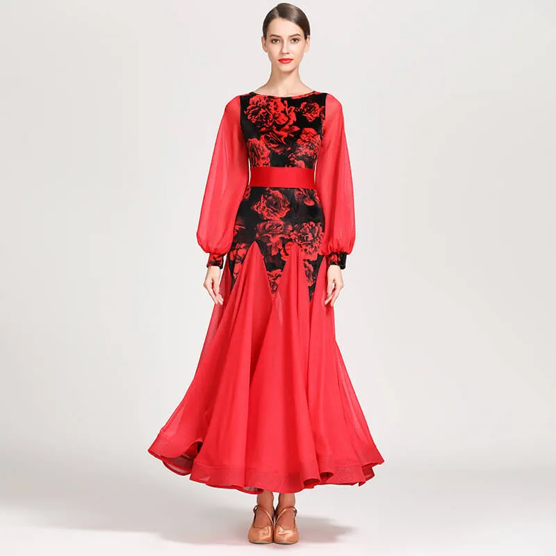 Flared Boat Neck Cuff Sleeve Dress