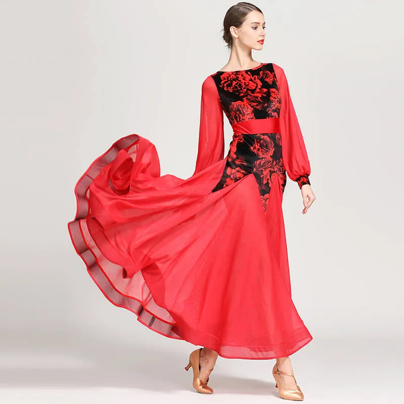 Flared Boat Neck Cuff Sleeve Dress