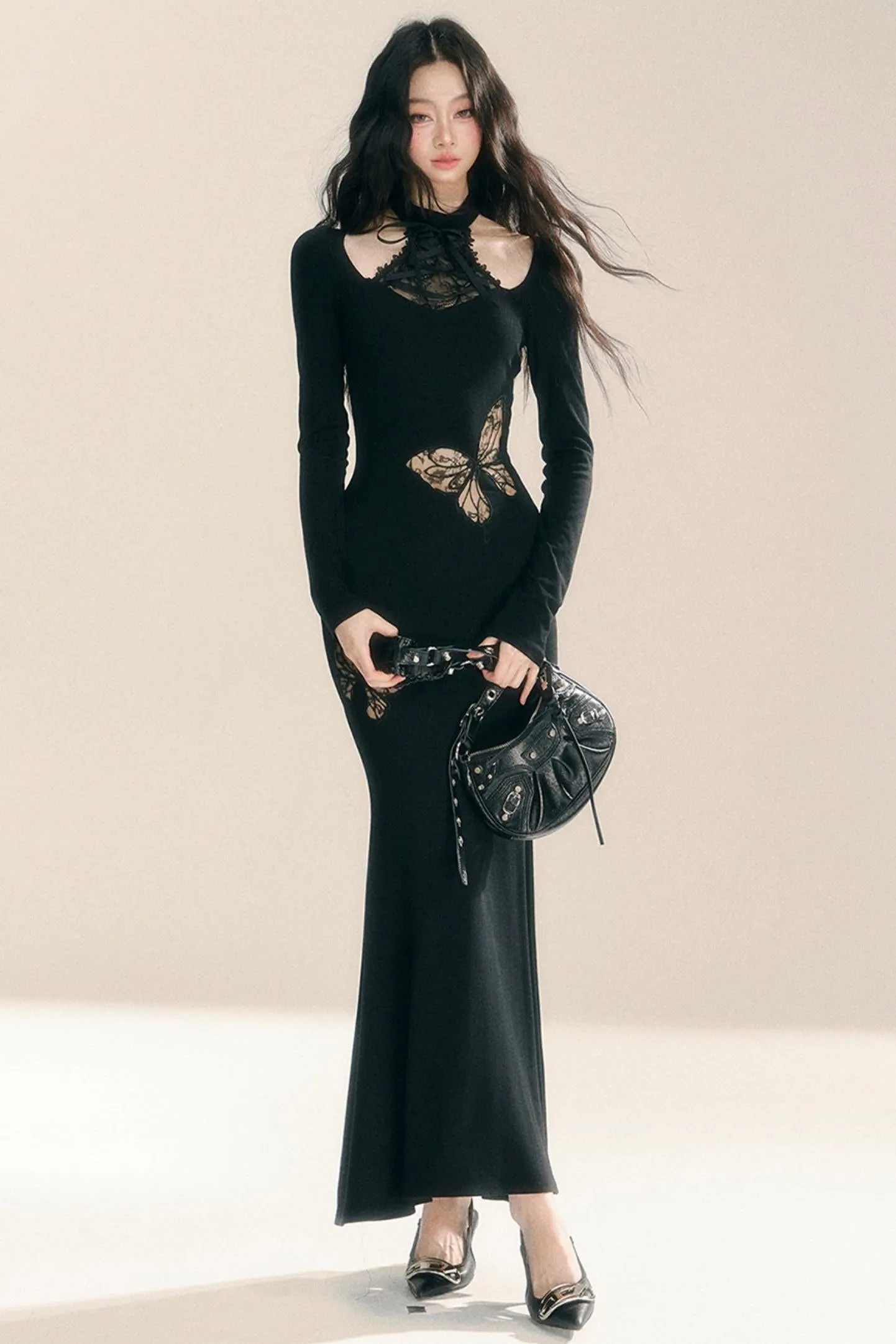 French Lace Mermaid Wrap Dress
