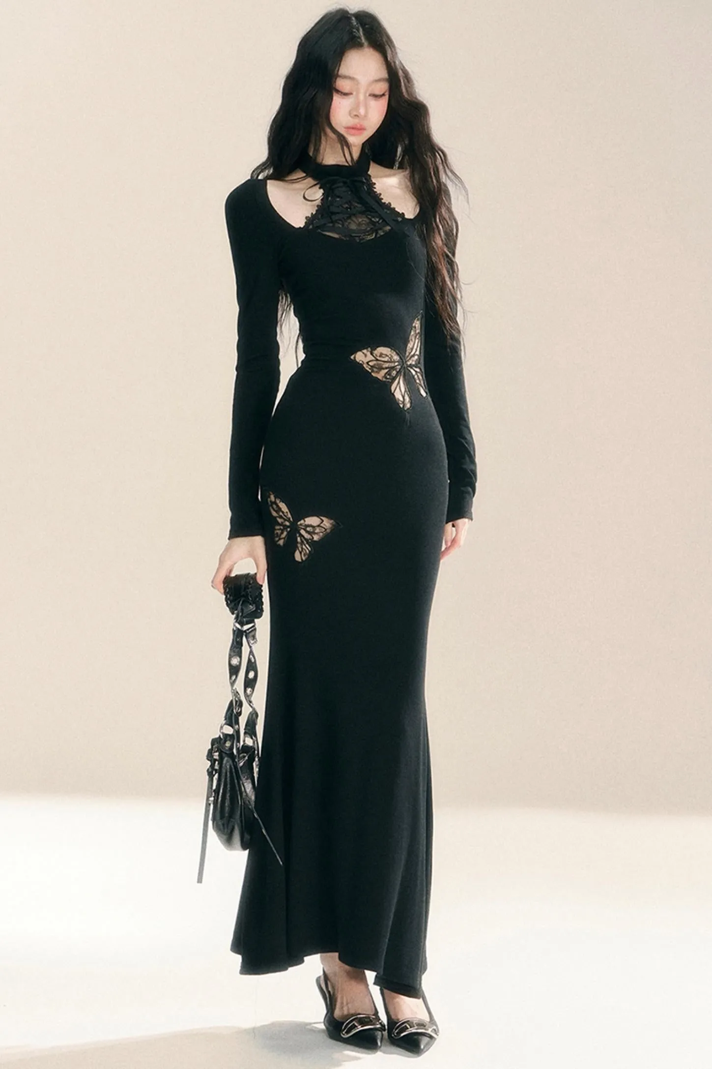 French Lace Mermaid Wrap Dress