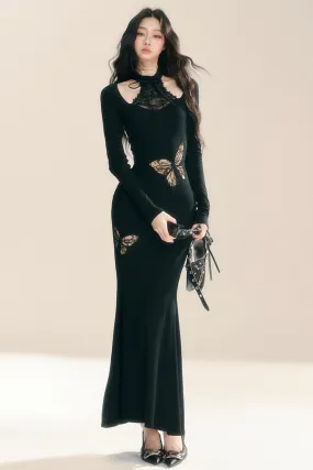 French Lace Mermaid Wrap Dress