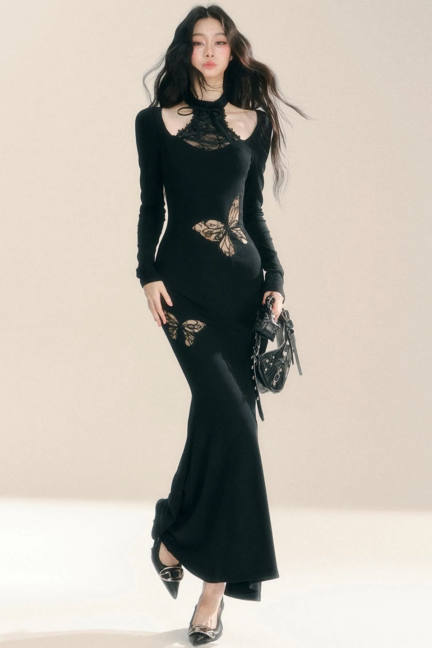 French Lace Mermaid Wrap Dress