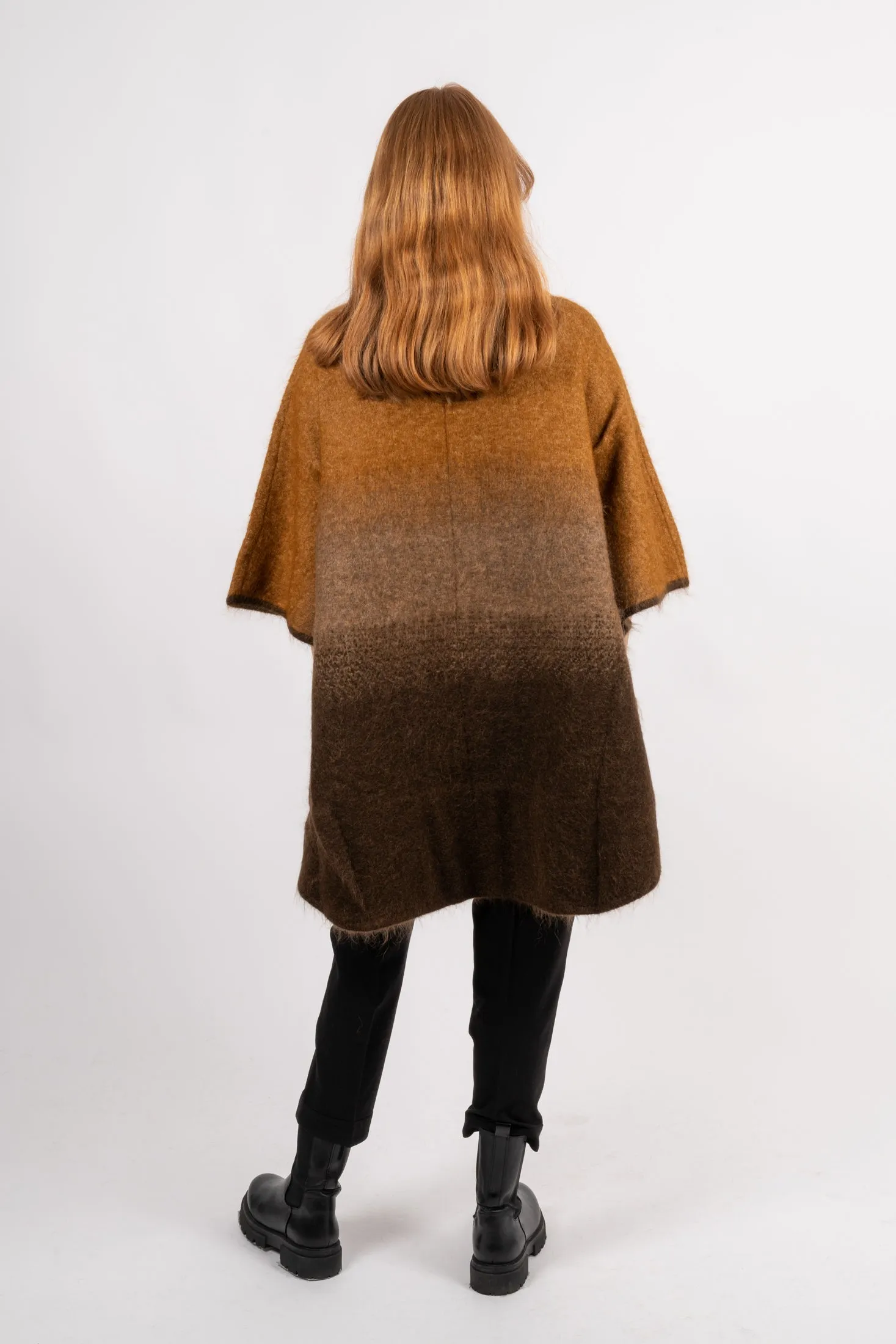 Graded Mohair Poncho - Brown Blend