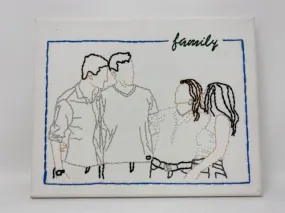 Hand Embroidered Portrait - 4 People