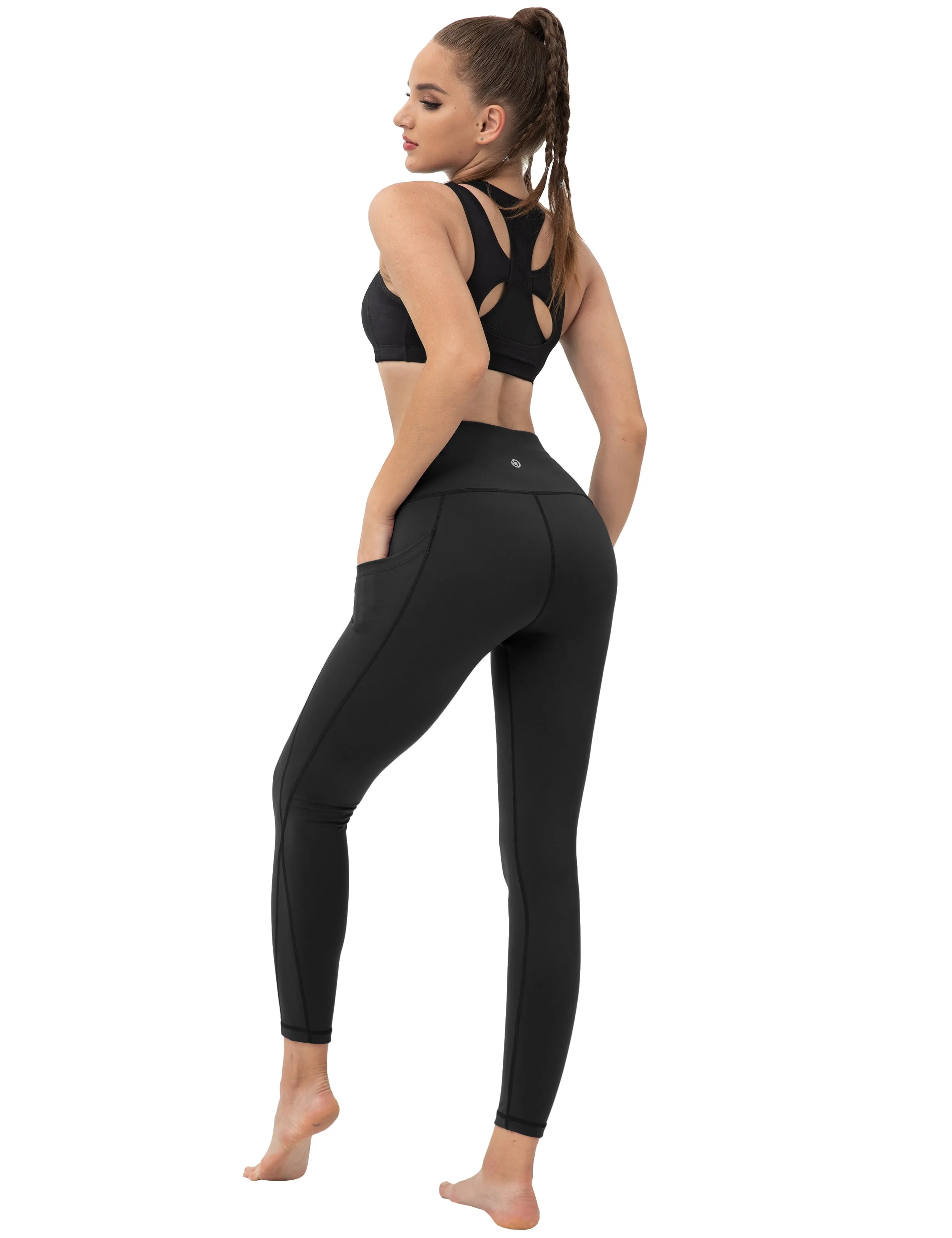 High Waist Side Pockets Pilates Pants black_Pilates
