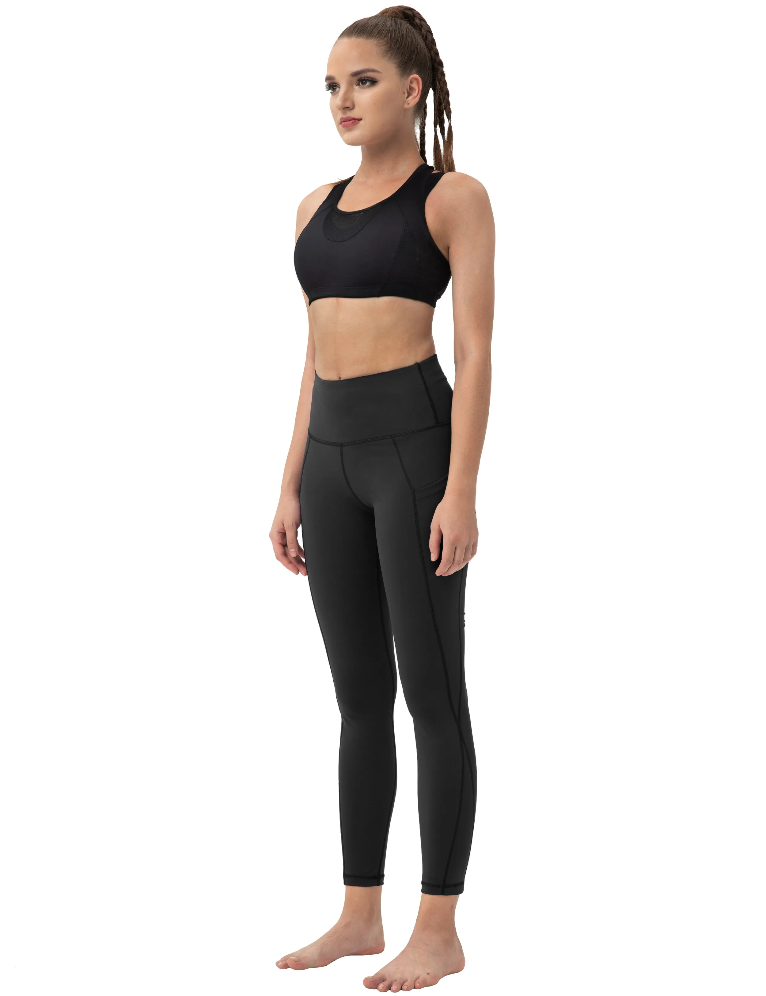 High Waist Side Pockets Pilates Pants black_Pilates