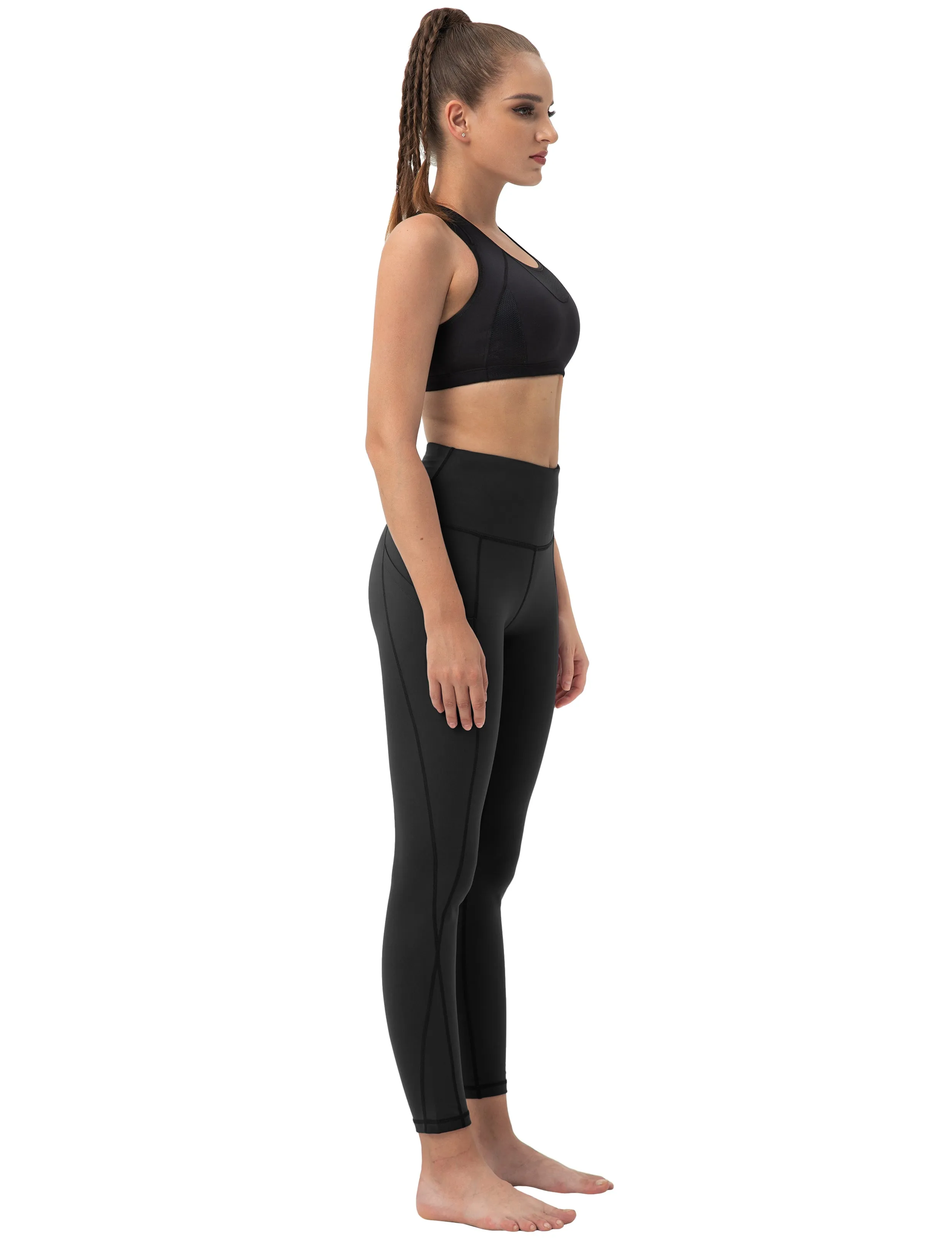High Waist Side Pockets Pilates Pants black_Pilates