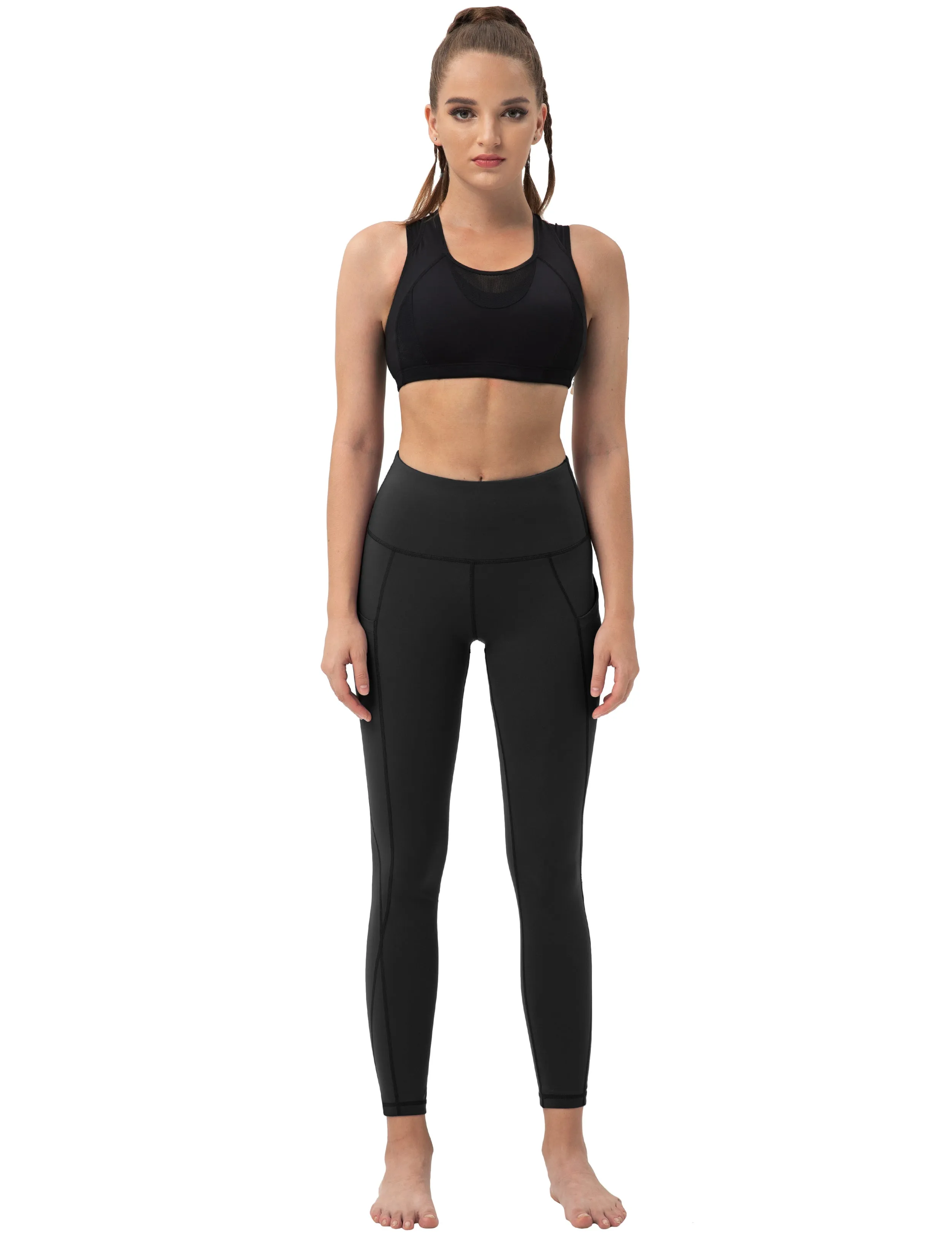 High Waist Side Pockets Pilates Pants black_Pilates