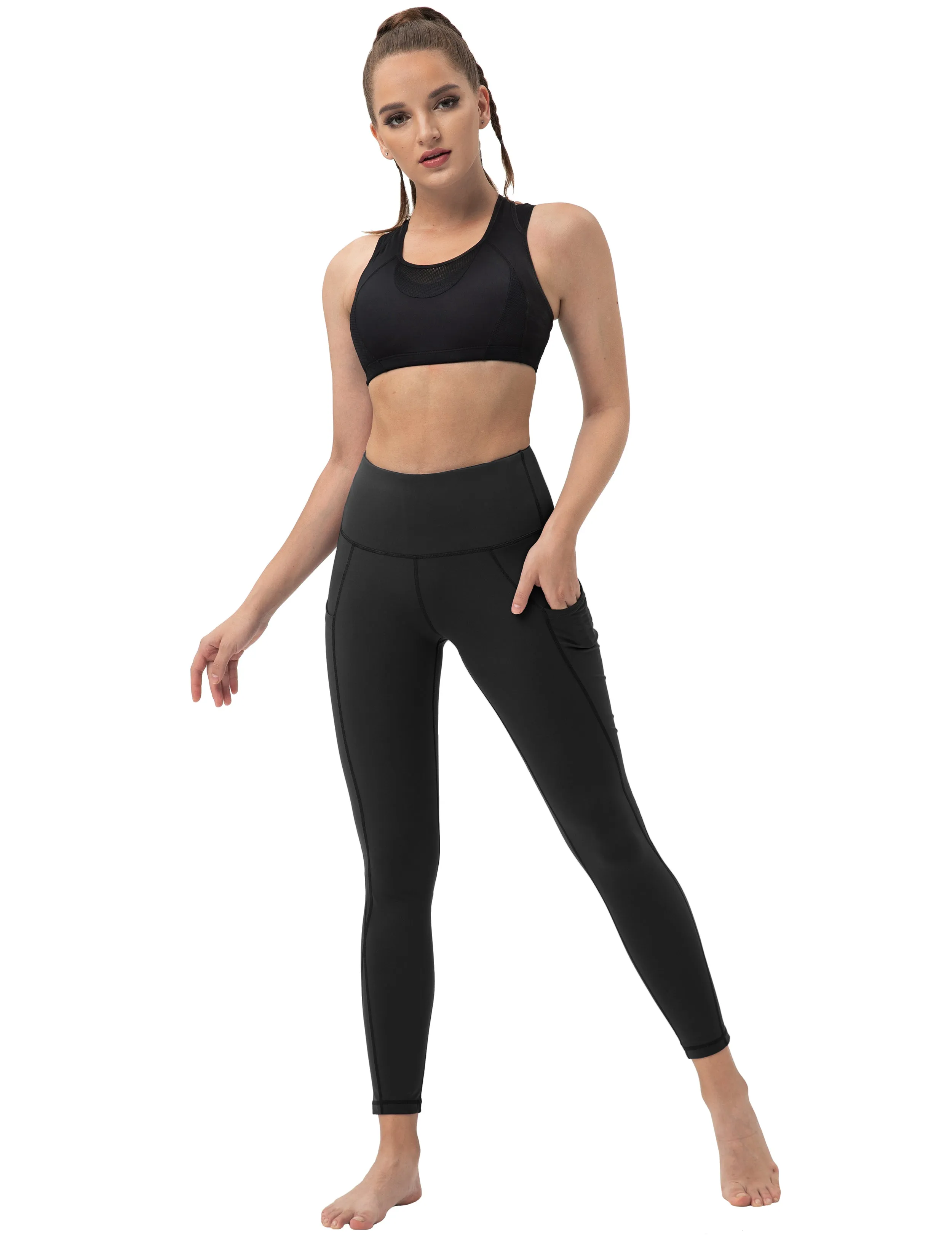 High Waist Side Pockets Pilates Pants black_Pilates