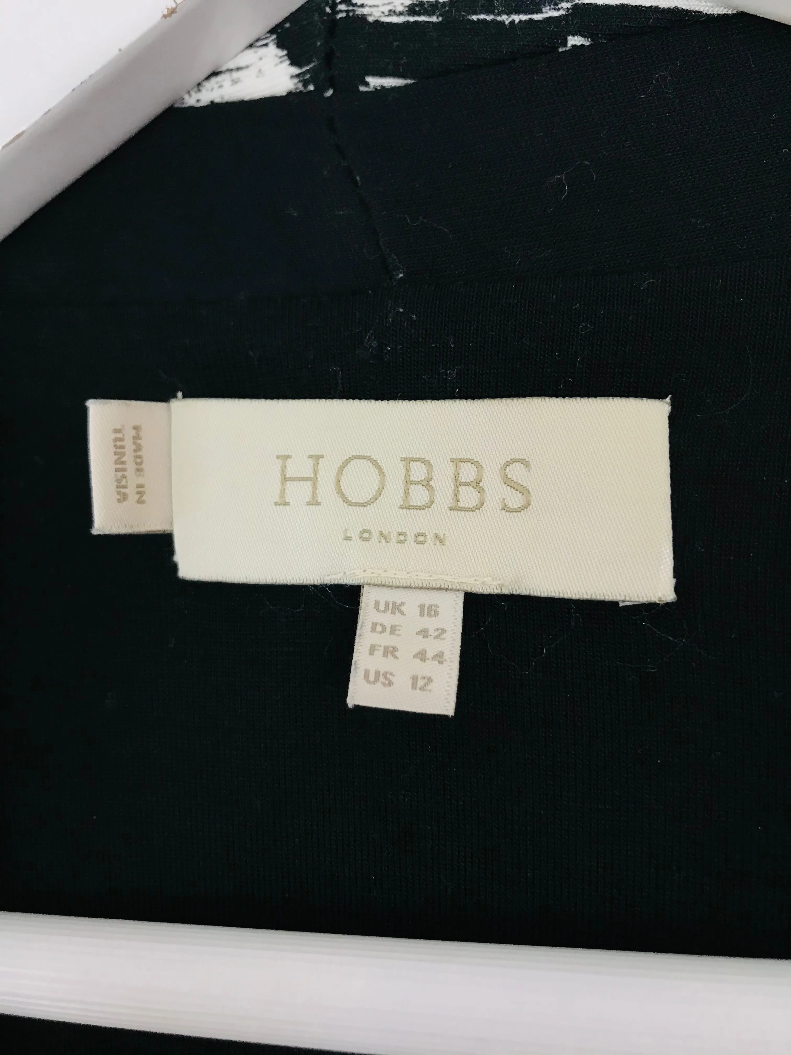 Hobbs Women’s Knee-Length Wrap Tie Dress | UK16 | Black White