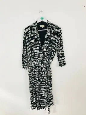 Hobbs Women’s Knee-Length Wrap Tie Dress | UK16 | Black White