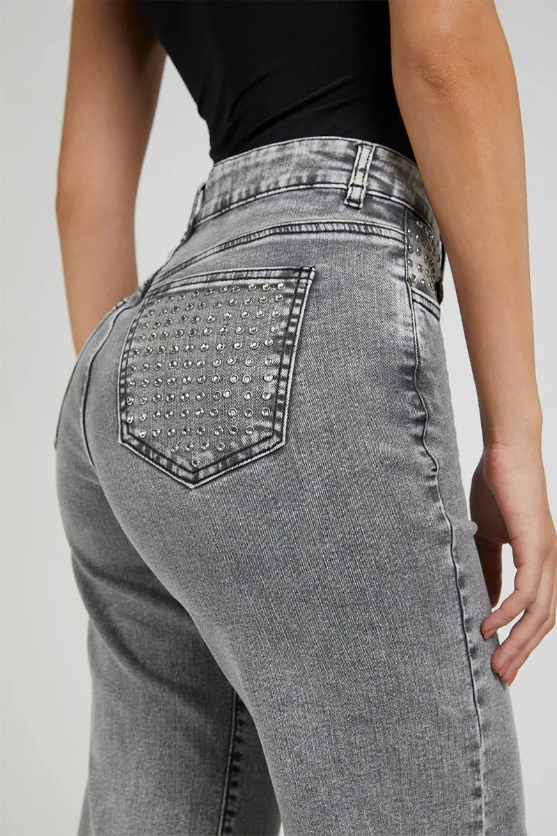 Jeans Mujer Wide Leg 4743 Gris