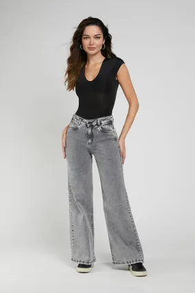 Jeans Mujer Wide Leg 4743 Gris
