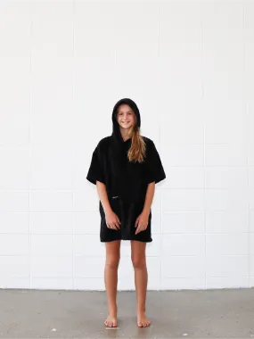 Kids Hooded Poncho Towel | Black
