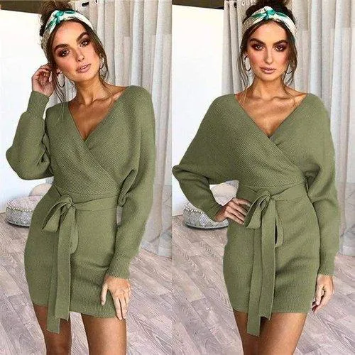 Knitted Wrap Rib Dress