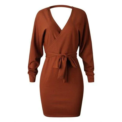 Knitted Wrap Rib Dress