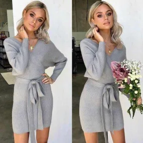 Knitted Wrap Rib Dress