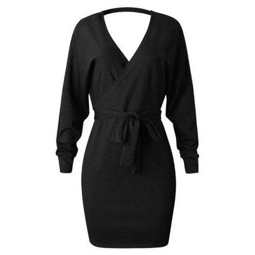 Knitted Wrap Rib Dress