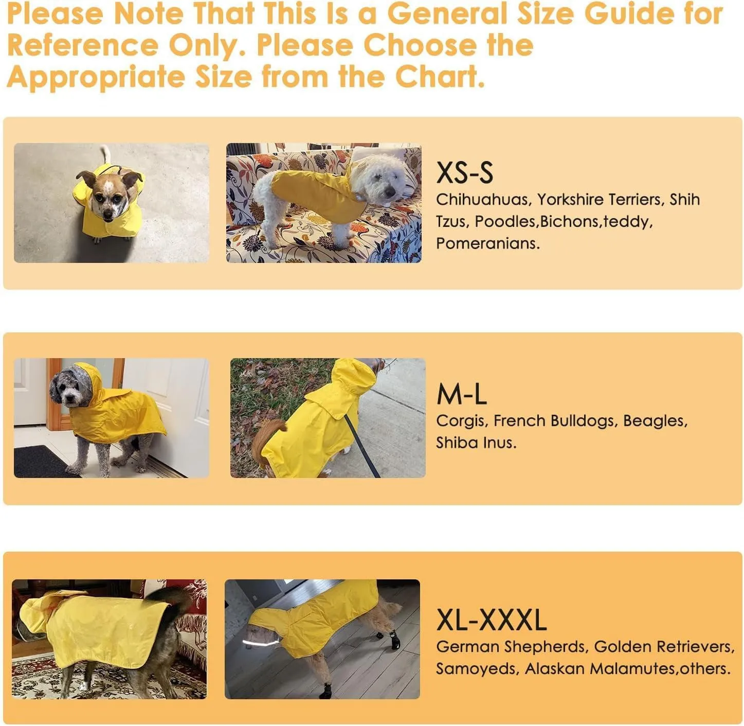 L Yellow Reflective Adjustable Pet Raincoat with Hood - Waterproof Dog Jacket, Adjustable Dog Poncho for Outdoor Protection