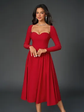 Long Sleeve Tie Back A-Line Dress