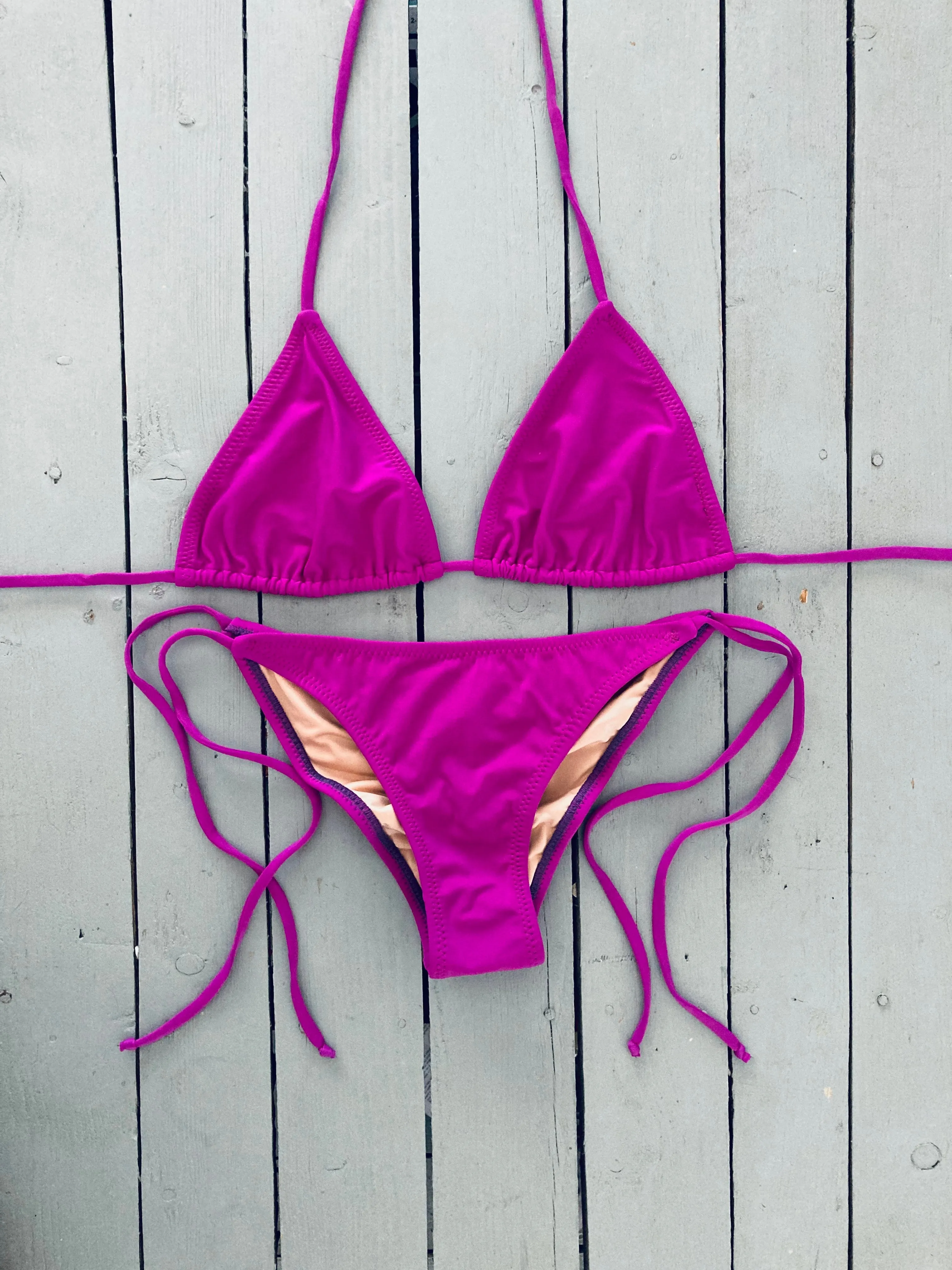 Magenta Triangle Bikini Top