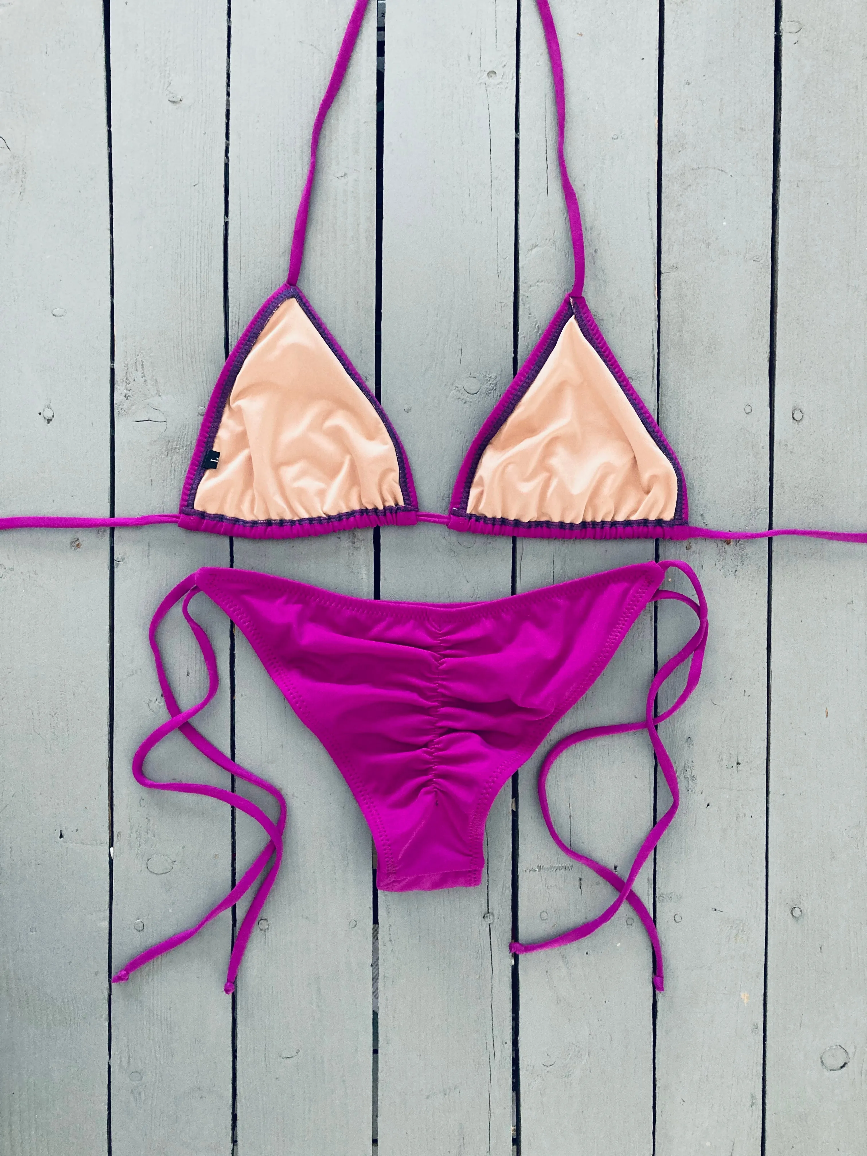Magenta Triangle Bikini Top