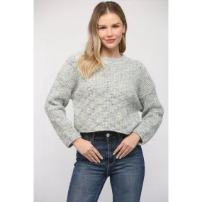 Marled Yarn Waffled Knit Sweater
