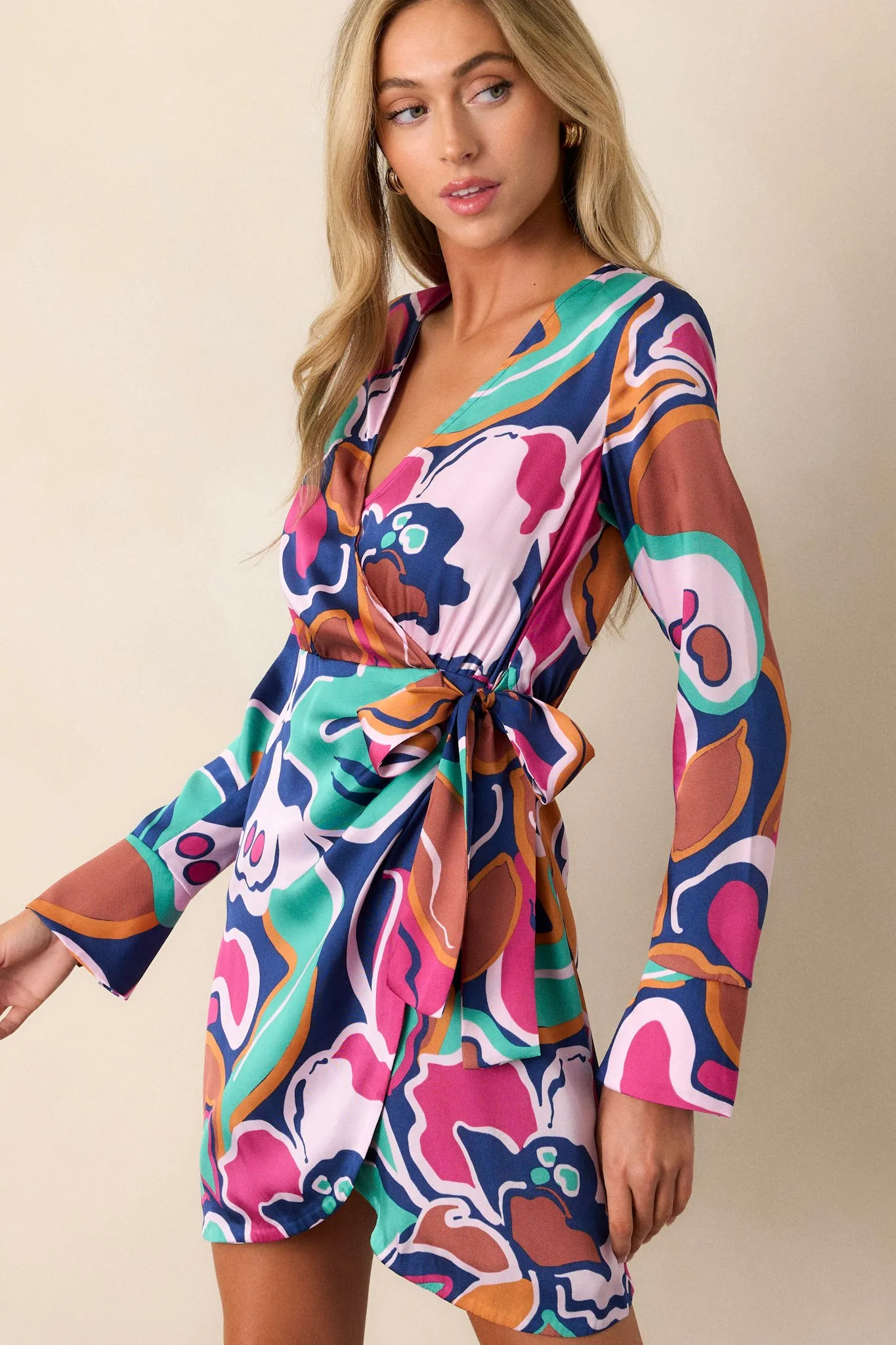 MINKPINK Lottie Abstract Floral Wrap Mini Dress