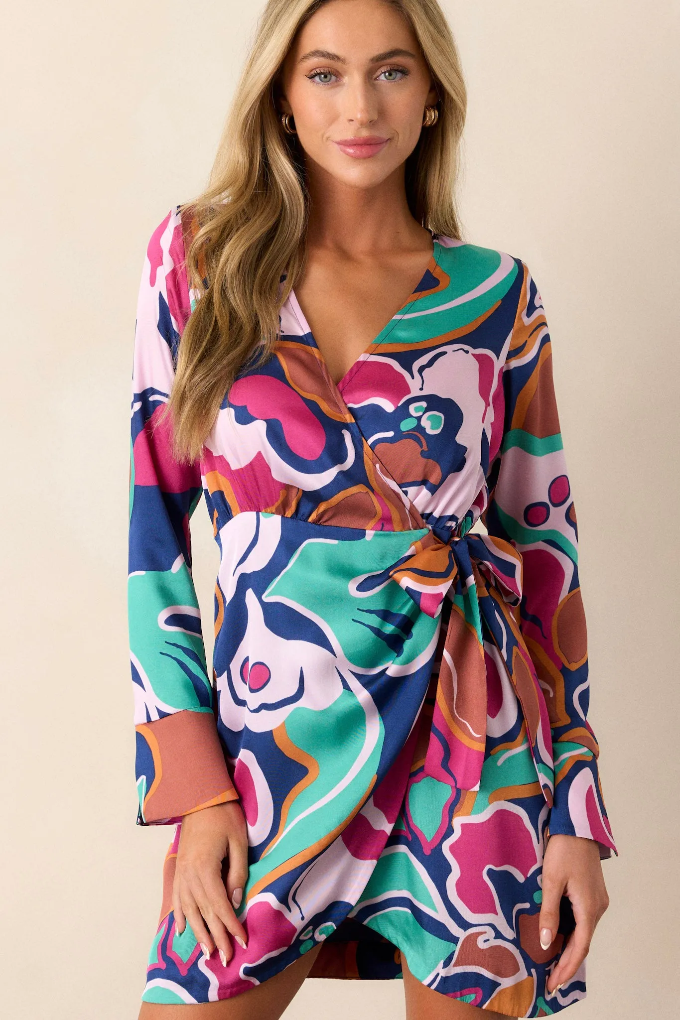 MINKPINK Lottie Abstract Floral Wrap Mini Dress