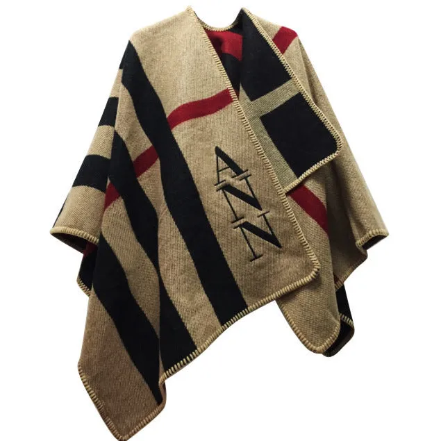 Monogram Poncho in Black & Red