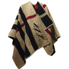 Monogram Poncho in Black & Red