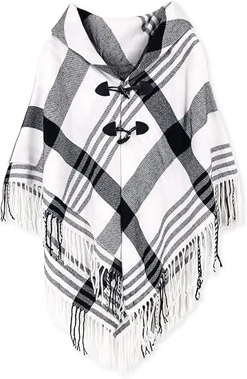 Mulitcolored Winter Chic Plaid Poncho Cardigan