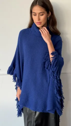 PEARL PONCHO - ROYAL BLUE
