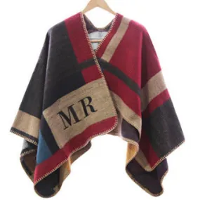 Plaid Monogram Poncho in multicolor