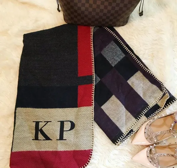 Plaid Monogram Poncho in multicolor