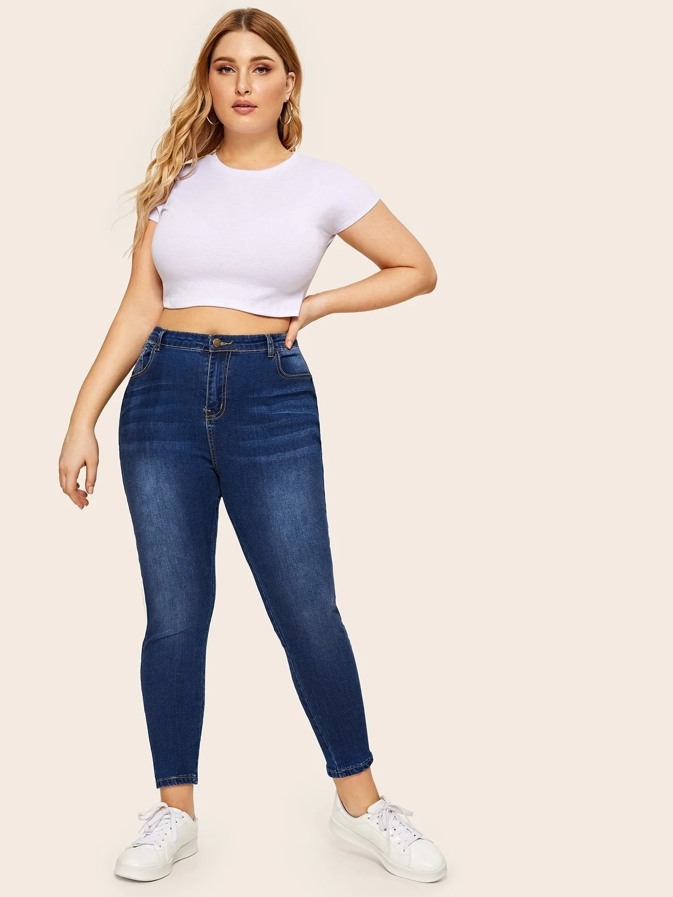 Plus Contrast Taped Side Jeans