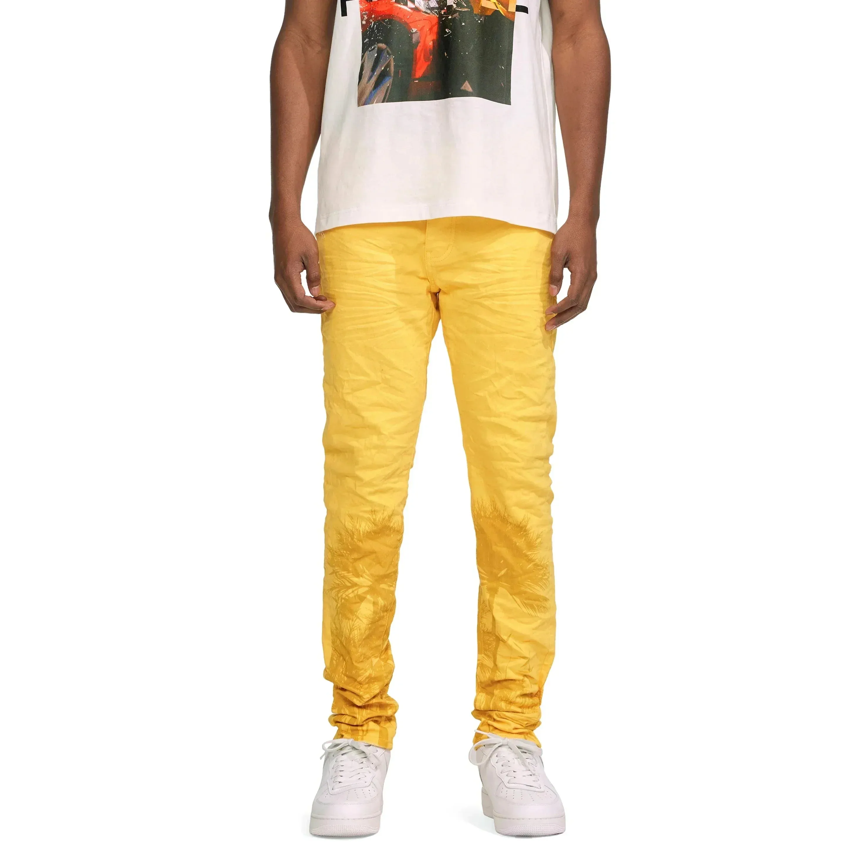 Purple Brand P001 Dandelion Palms Print Jean