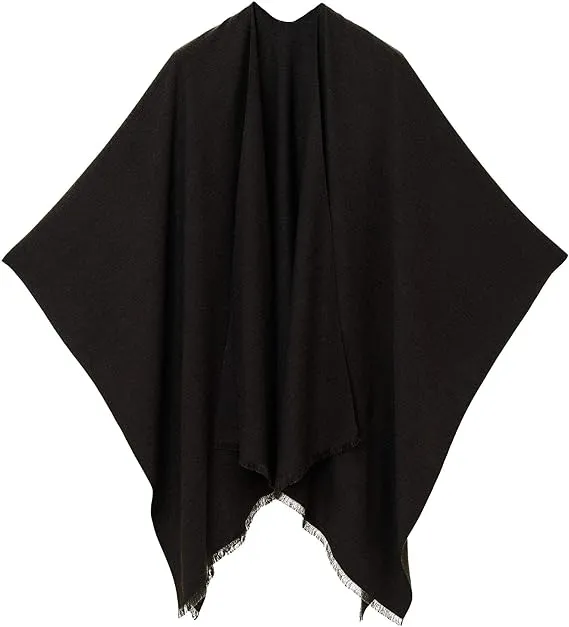 Purple-Gray Luxurious Knit Sweater Poncho Cardigan