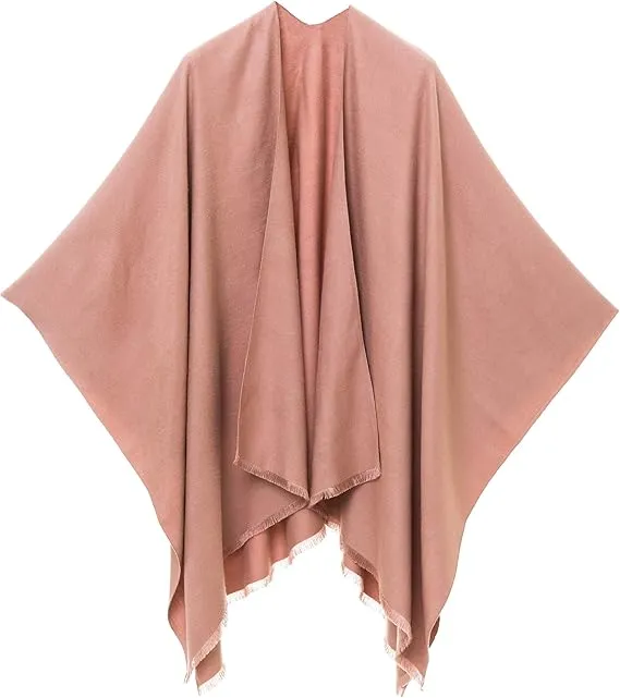 Purple-Gray Luxurious Knit Sweater Poncho Cardigan