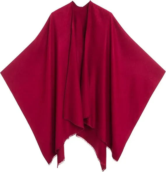 Purple-Gray Luxurious Knit Sweater Poncho Cardigan