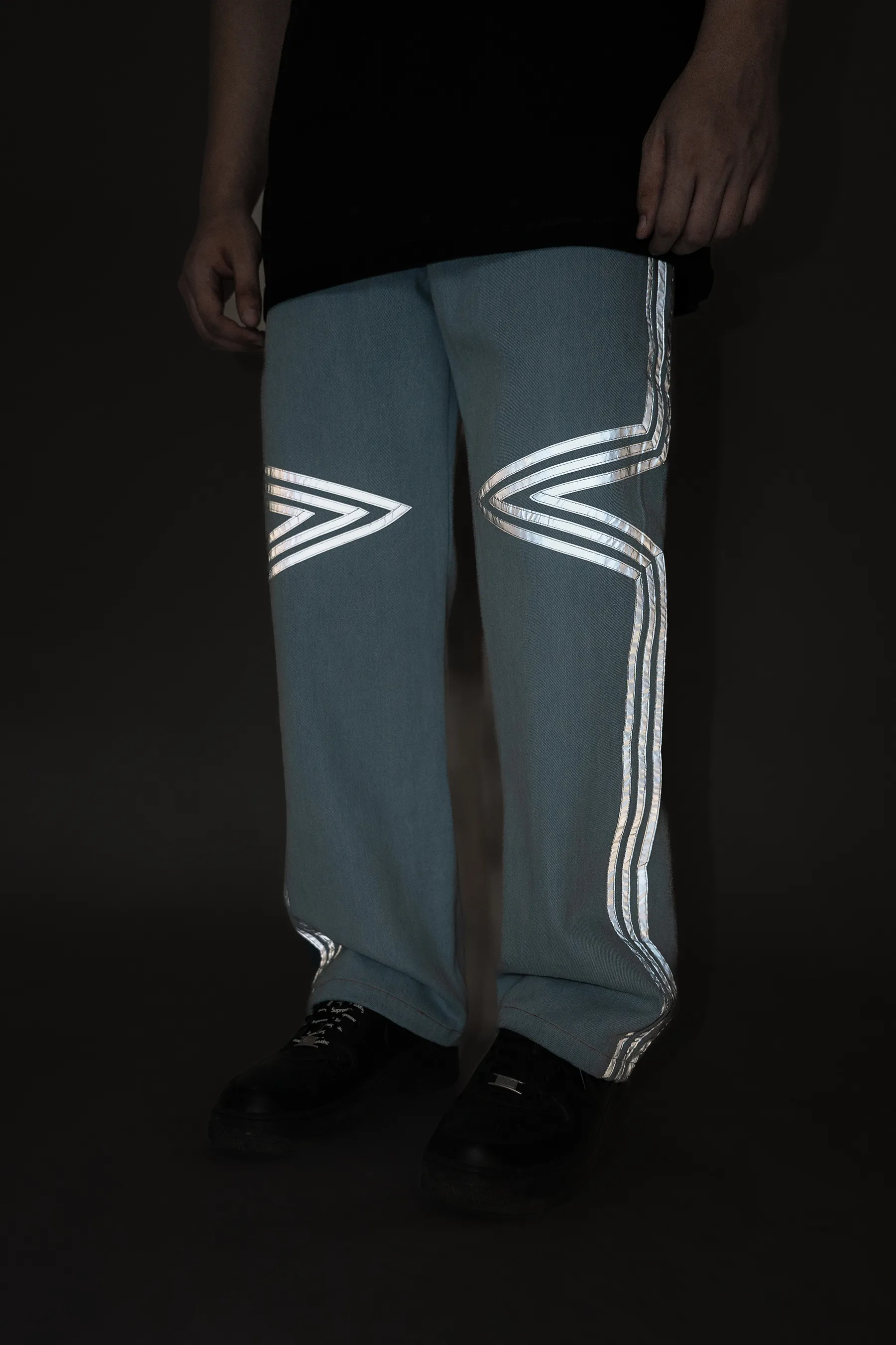 Reflective Athletic Blue Jeans