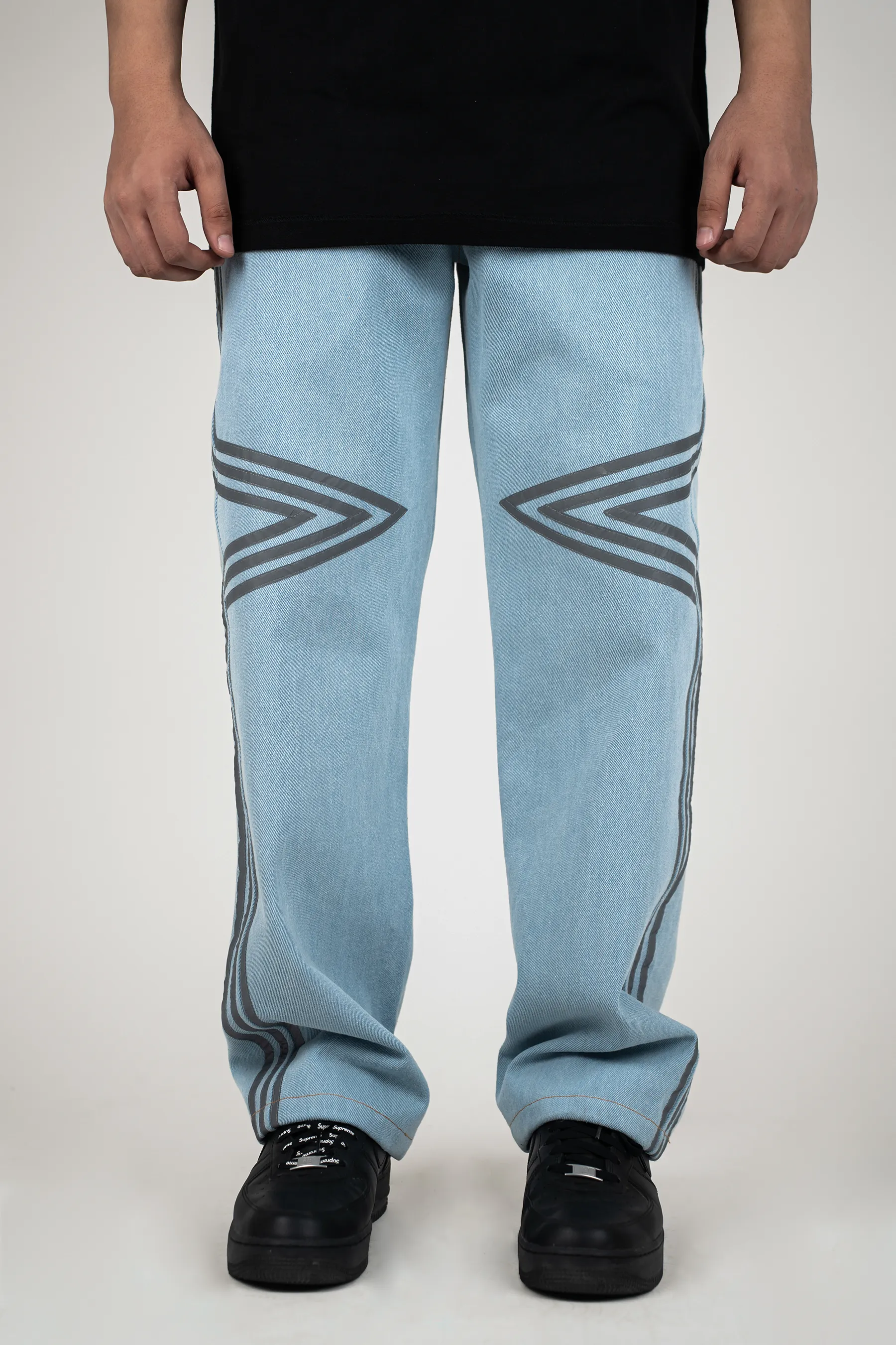 Reflective Athletic Blue Jeans