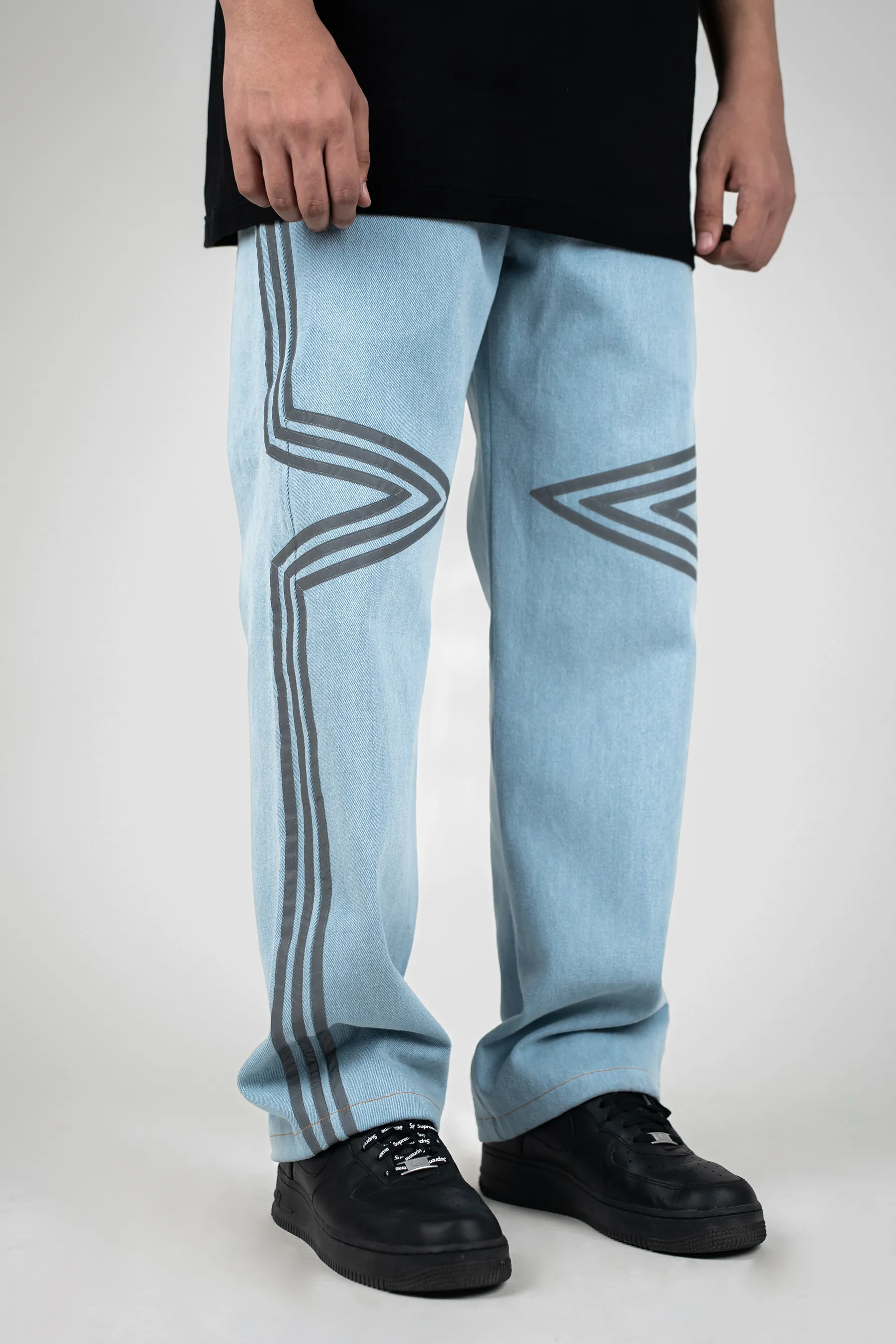 Reflective Athletic Blue Jeans